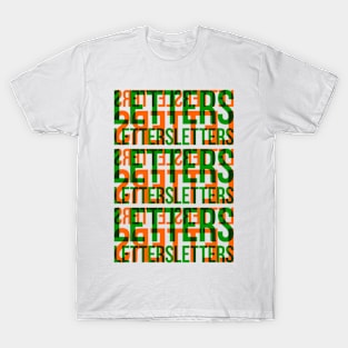 Letters Typography Stack (Green Orange) T-Shirt